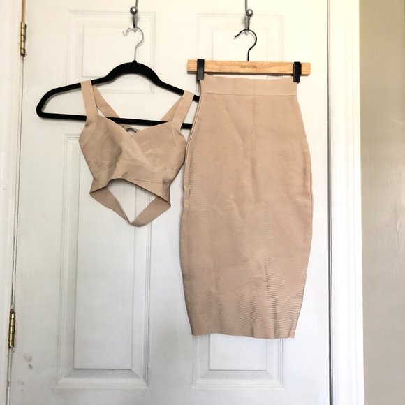 Nude Bandage Set (Crop Top and Skirt) - Picture 6 of 7